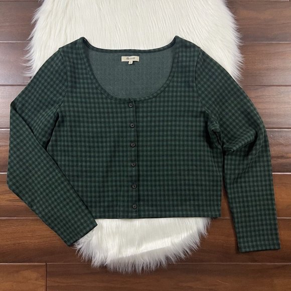 Madewell Tops - Madewell Size XL Gingham Check Jacquard Cardigan‎ Sweater Jacket